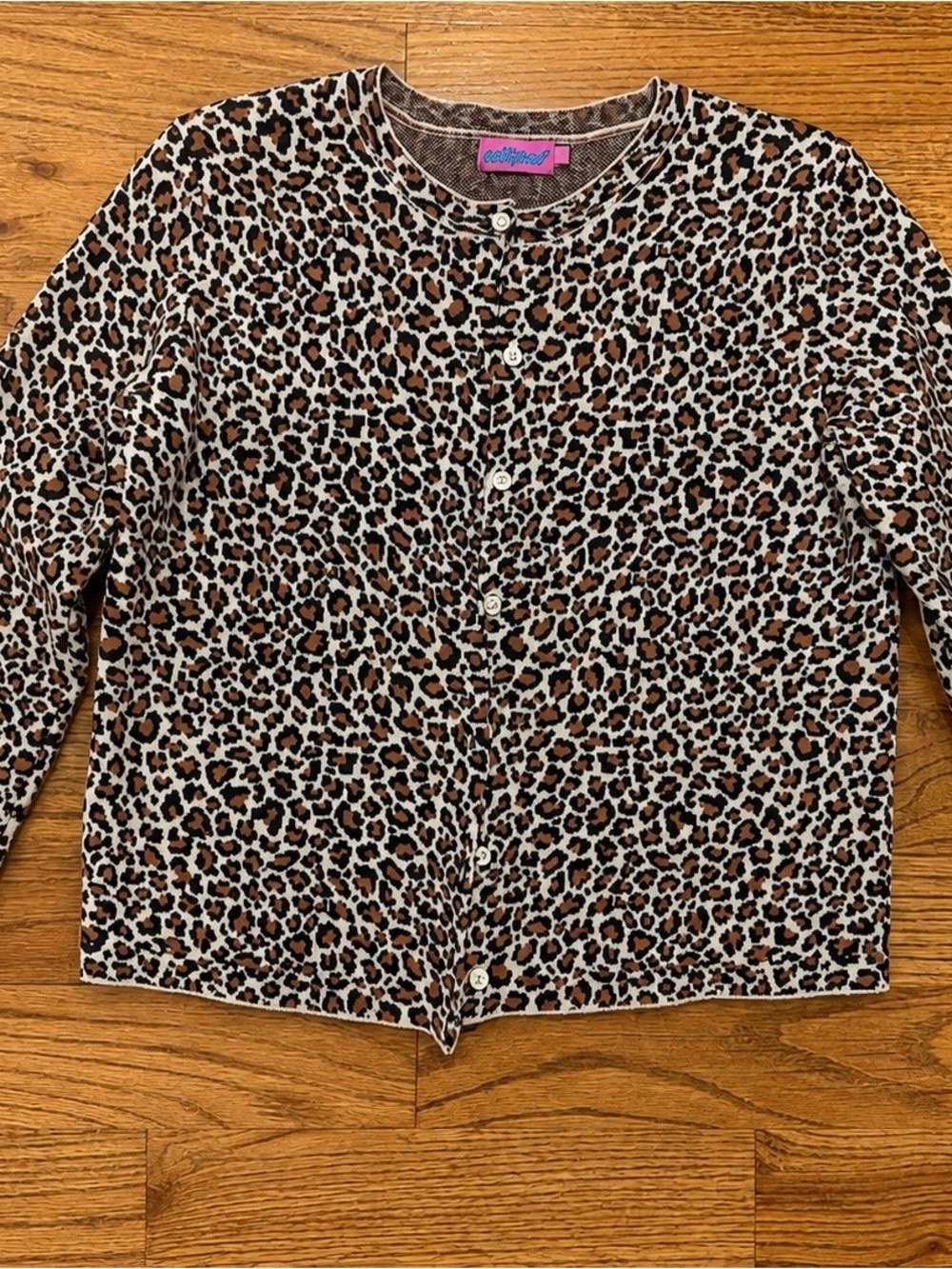 Edikted Leopard Print Button-Front Top - Brown Black White